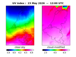 UV index map at 1200 UTC