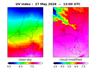UV index map at 1200 UTC