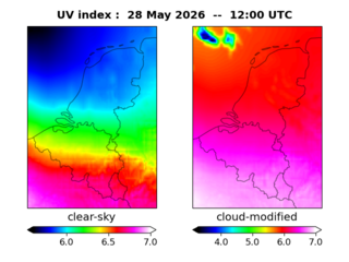 UV index map at 1200 UTC