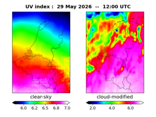 UV index map at 1200 UTC