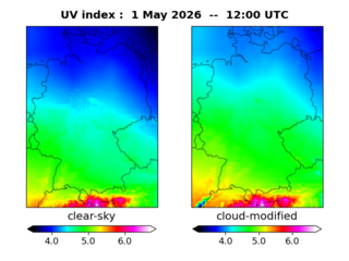 UV index map at 1200 UTC