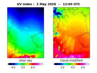 UV index map at 1200 UTC