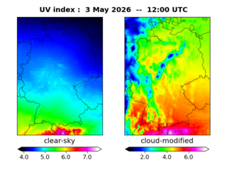 UV index map at 1200 UTC