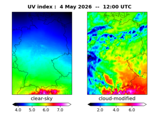 UV index map at 1200 UTC