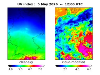 UV index map at 1200 UTC