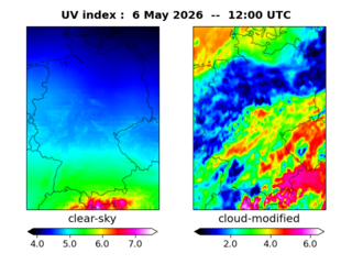 UV index map at 1200 UTC