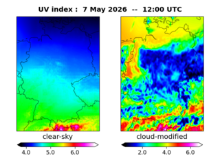 UV index map at 1200 UTC