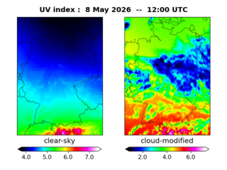UV index map at 1200 UTC