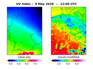 UV index map at 1200 UTC