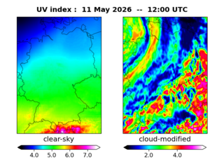 UV index map at 1200 UTC