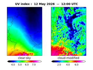 UV index map at 1200 UTC