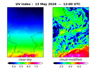 UV index map at 1200 UTC