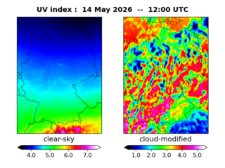 UV index map at 1200 UTC
