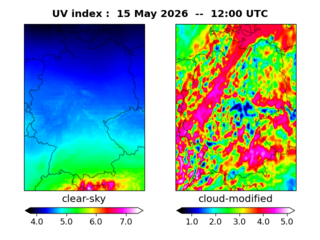 UV index map at 1200 UTC