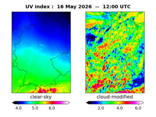 UV index map at 1200 UTC