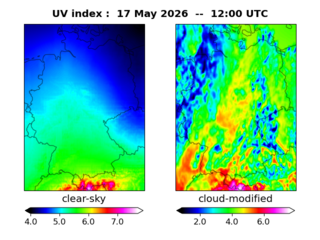 UV index map at 1200 UTC