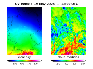UV index map at 1200 UTC