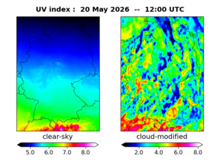 UV index map at 1200 UTC