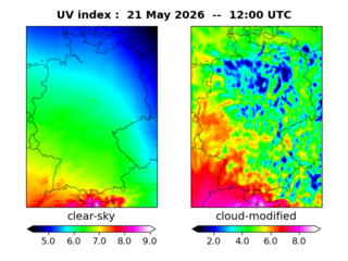 UV index map at 1200 UTC