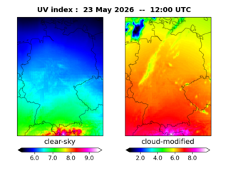 UV index map at 1200 UTC
