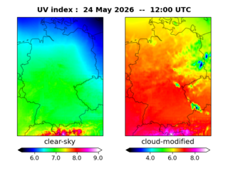 UV index map at 1200 UTC