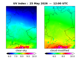 UV index map at 1200 UTC