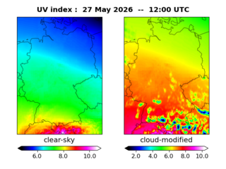 UV index map at 1200 UTC