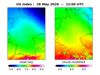 UV index map at 1200 UTC
