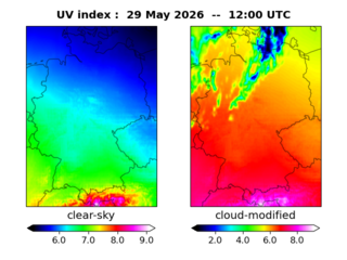 UV index map at 1200 UTC
