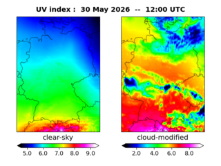 UV index map at 1200 UTC