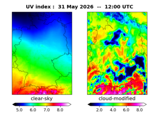 UV index map at 1200 UTC