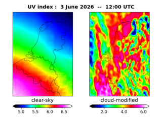 UV index map at 1200 UTC