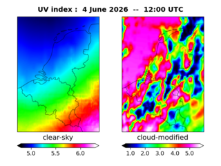UV index map at 1200 UTC