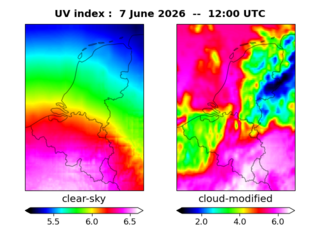 UV index map at 1200 UTC