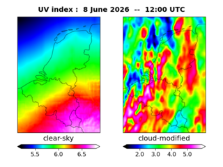 UV index map at 1200 UTC