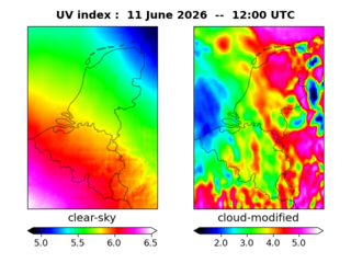 UV index map at 1200 UTC