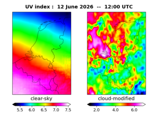 UV index map at 1200 UTC