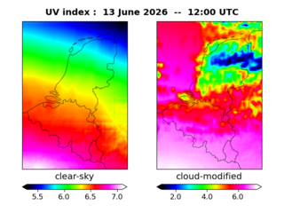 UV index map at 1200 UTC