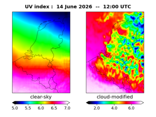 UV index map at 1200 UTC