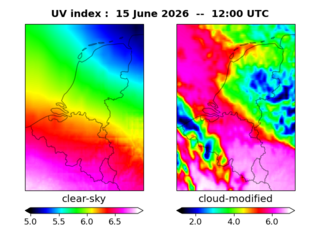 UV index map at 1200 UTC