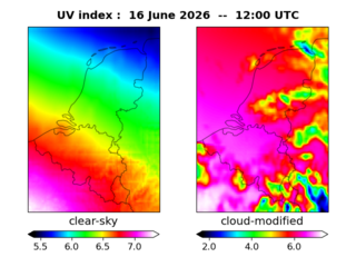 UV index map at 1200 UTC