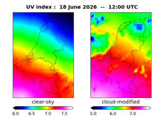 UV index map at 1200 UTC