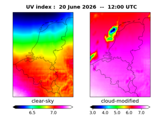 UV index map at 1200 UTC