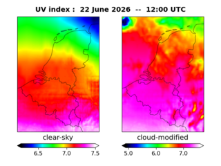UV index map at 1200 UTC