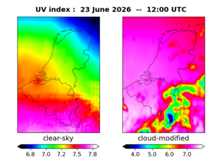 UV index map at 1200 UTC