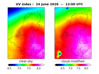 UV index map at 1200 UTC