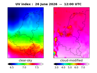 UV index map at 1200 UTC