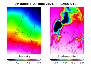 UV index map at 1200 UTC