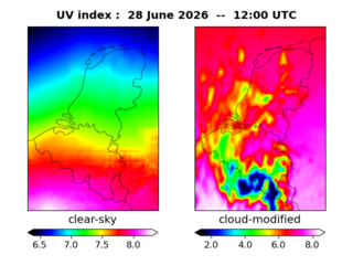 UV index map at 1200 UTC