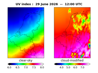 UV index map at 1200 UTC